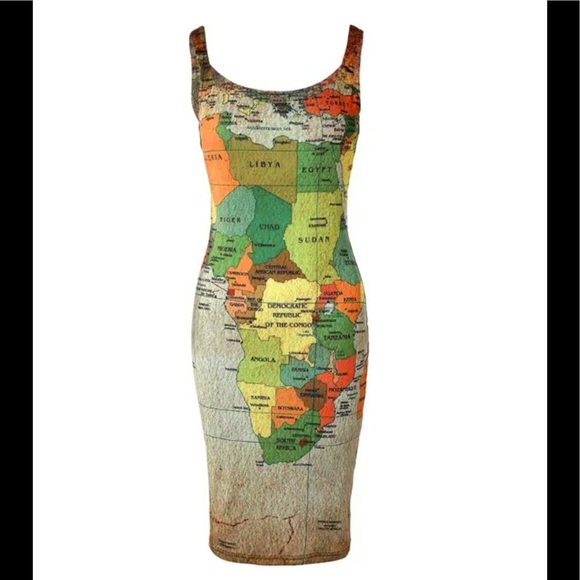 🎉New Chic Sexy The World Is Your Oyster Map Print Bodycon Dress - Picture 12 of 12